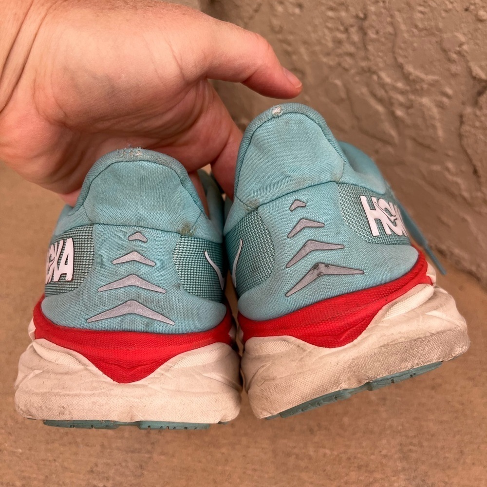HOKA CLIFTON 8 Aqua Blue Orange Women’s 9.5 D Sneaker Running Shoe Comfy - Picture 6 of 11